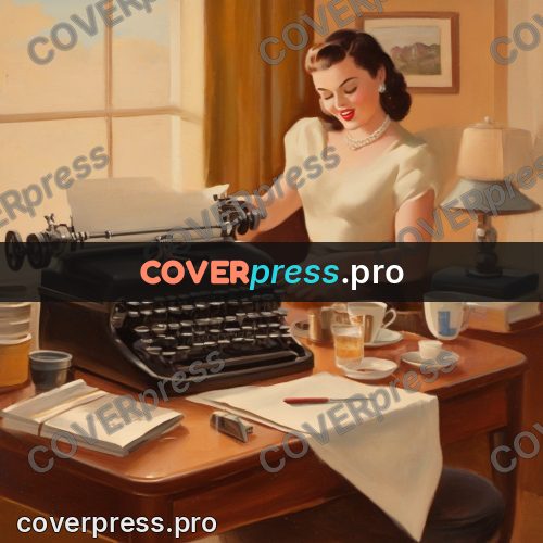 Vintage illustration: typewriter and a cup of coffee