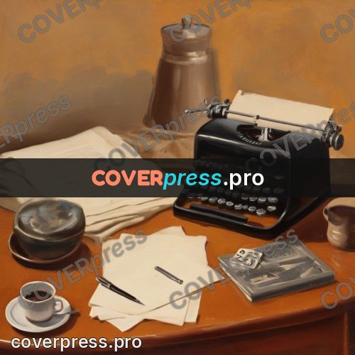 Vintage illustration: typewriter and a cup of coffee