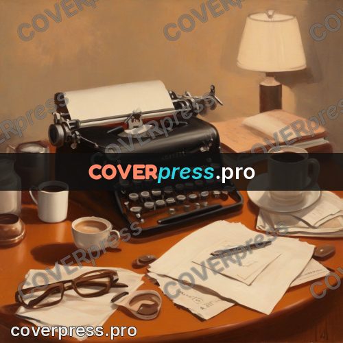Vintage illustration: typewriter and a cup of coffee