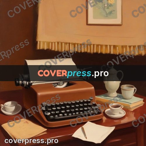 Vintage illustration: typewriter and a cup of coffee