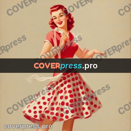Vintage illustration: girl in a polka dot dress