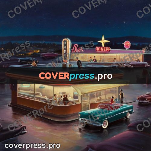 Vintage illustration: diner with a neon sign