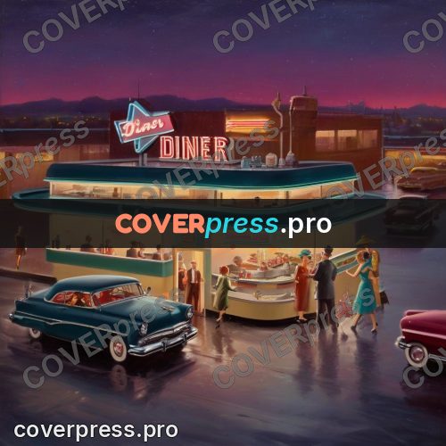Vintage illustration: diner with a neon sign