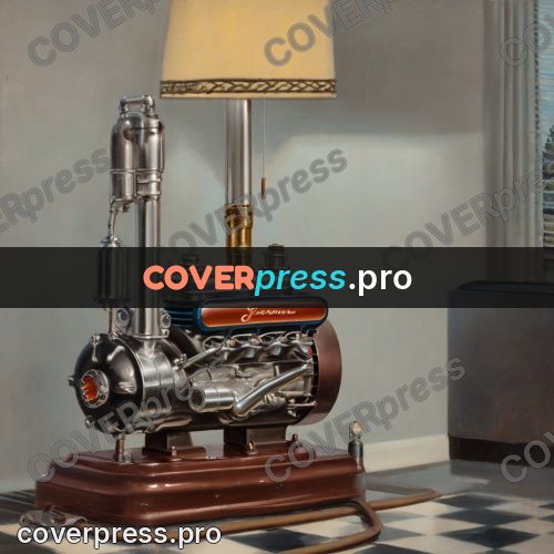 Vintage illustration: lamp built from engine parts