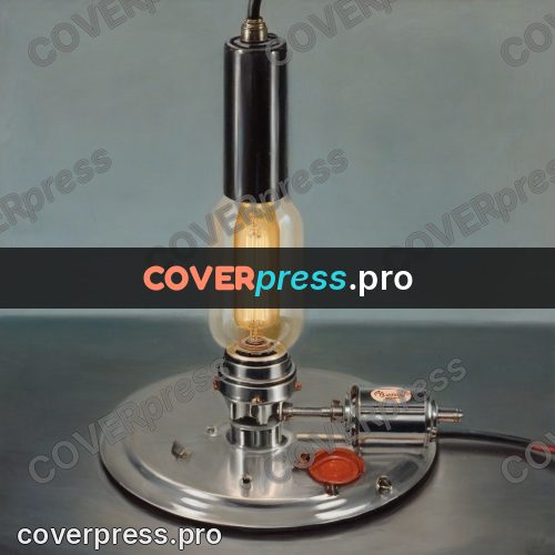 Vintage illustration: lamp built from engine parts