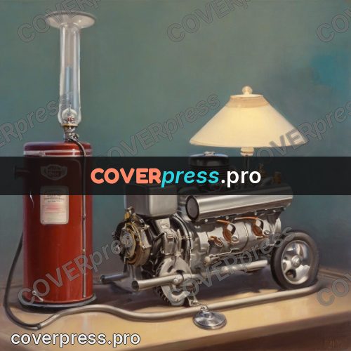 Vintage illustration: lamp built from engine parts