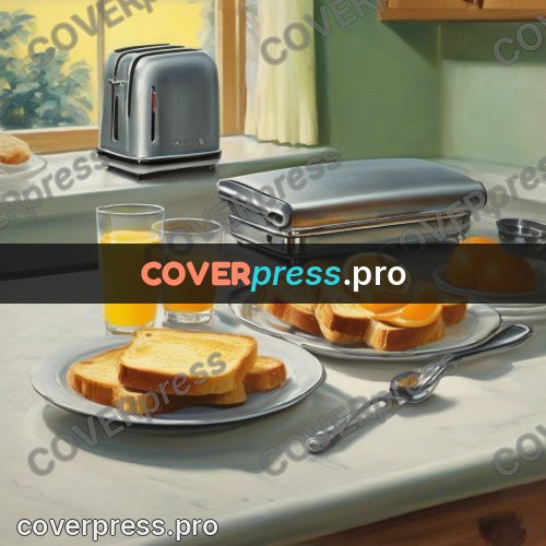 Vintage illustration: breakfast with a toaster