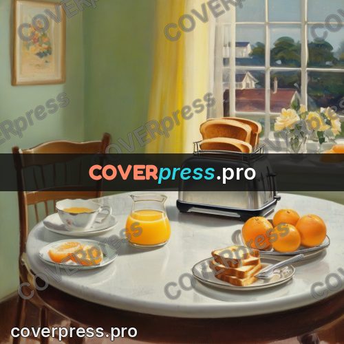 Vintage illustration: breakfast with a toaster