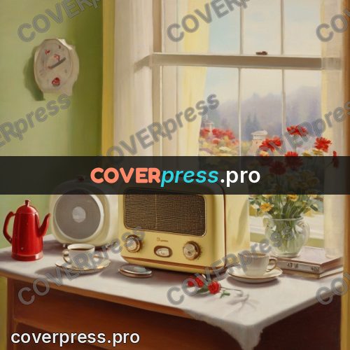 Vintage illustration: radio and toaster by a window