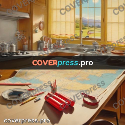 Vintage illustration: map on a kitchen table