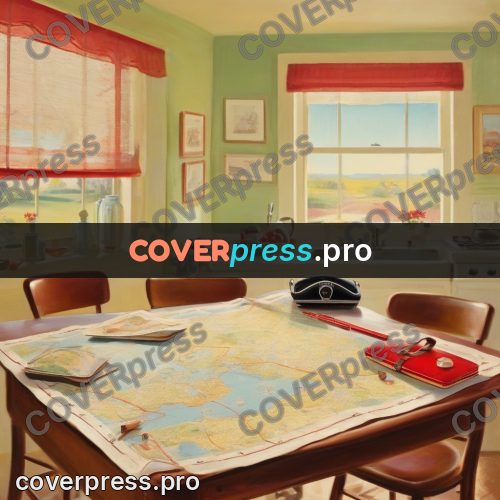 Vintage illustration: map on a kitchen table