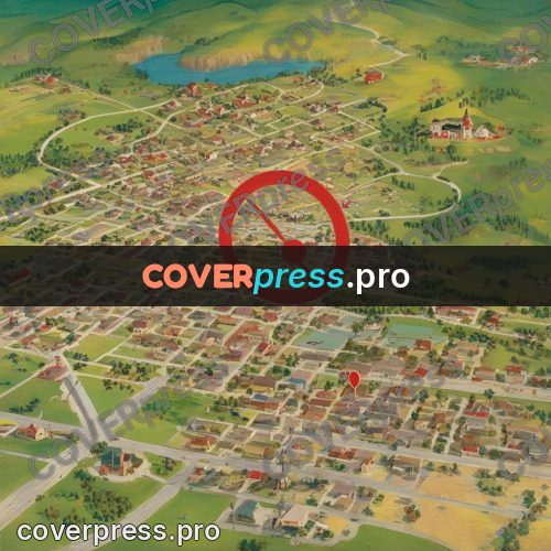 Vintage illustration: town seen from above