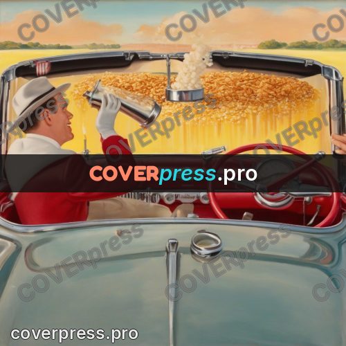 Vintage illustration: popcorn inside a car