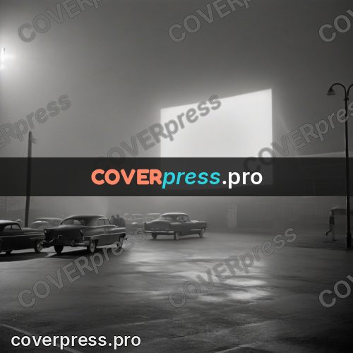Vintage illustration: screen in fog over a lot
