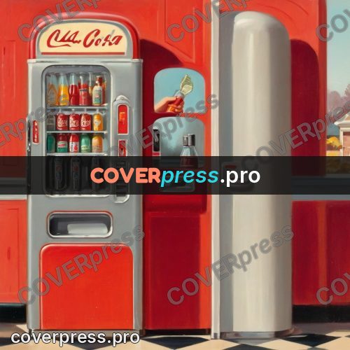 Vintage illustration: red vending machine with bottles