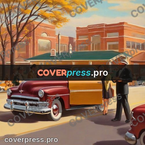 Vintage illustration: car on a city street