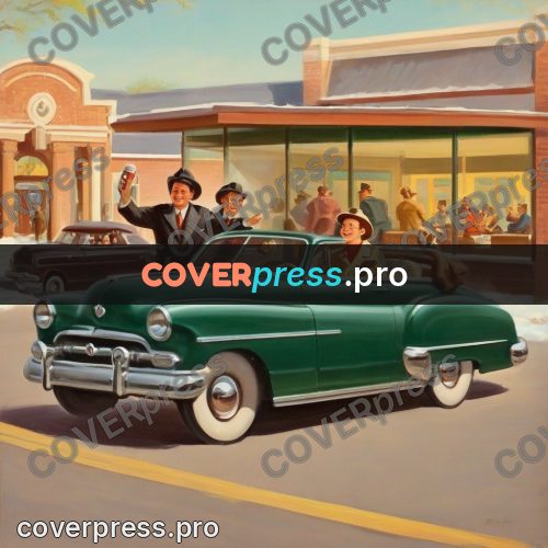 Vintage illustration: car on a city street