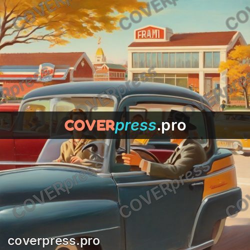 Vintage illustration: car on a city street