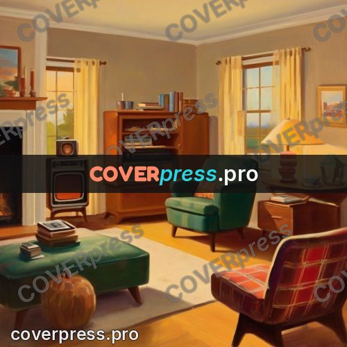 Vintage illustration: living room with a lamp