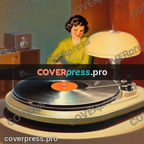 Vintage illustration: record on a turntable