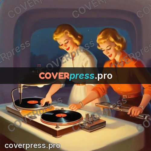 Vintage illustration: record on a turntable