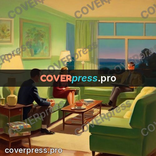 Vintage illustration: people in a living room