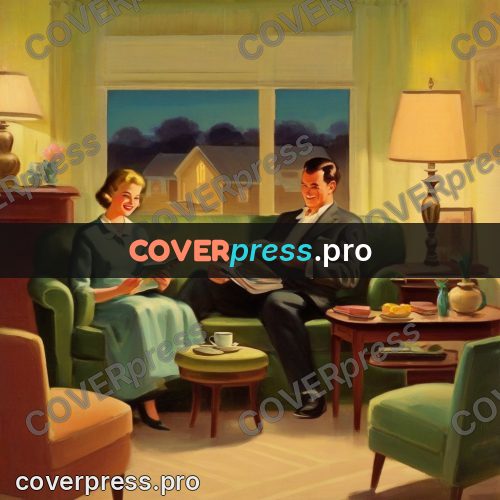 Vintage illustration: people in a living room