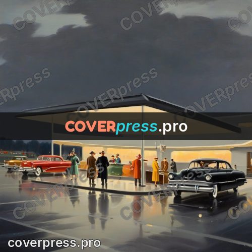 Vintage illustration: station under a storm sky