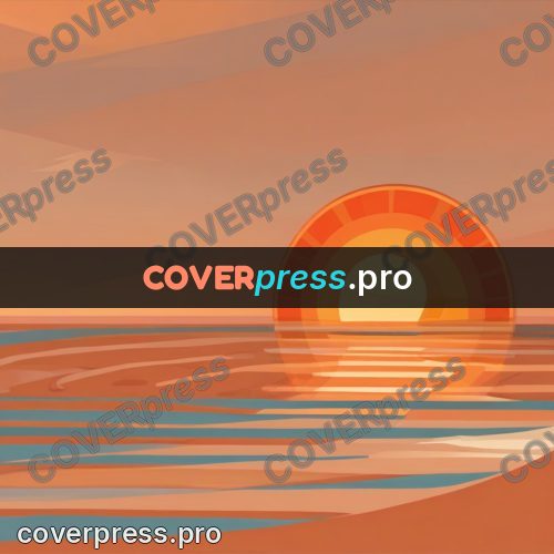 Flat illustration: sun setting into the sea