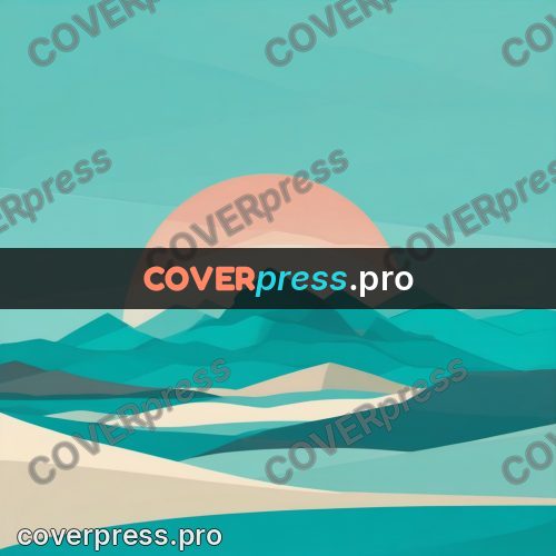 Flat illustration: mountain ridges under a round sun