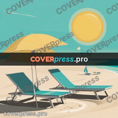 Flat illustration: deck chairs on the beach