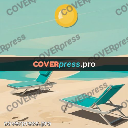 Flat illustration: deck chairs on the beach