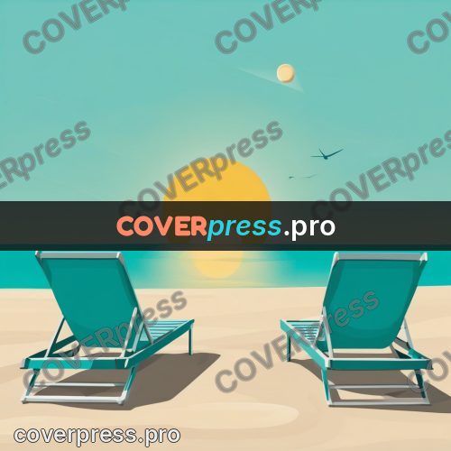 Flat illustration: deck chairs on the beach