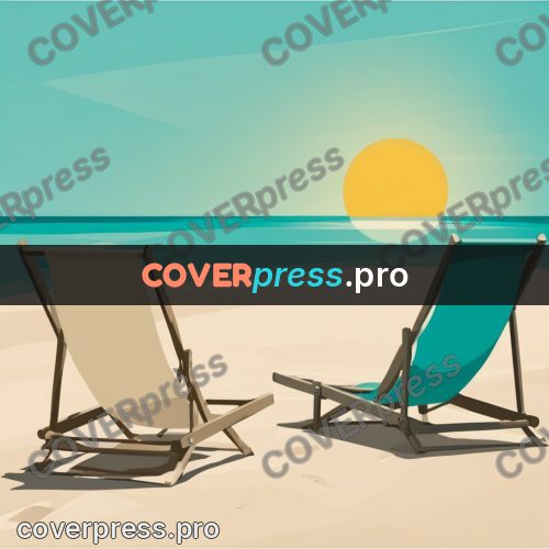 Flat illustration: deck chairs on the beach