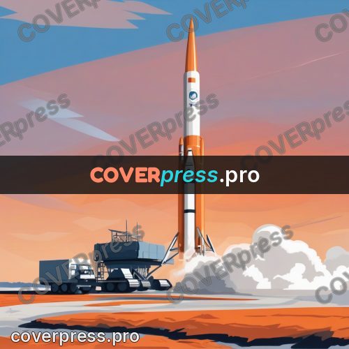 Flat illustration: rocket at the launch pad