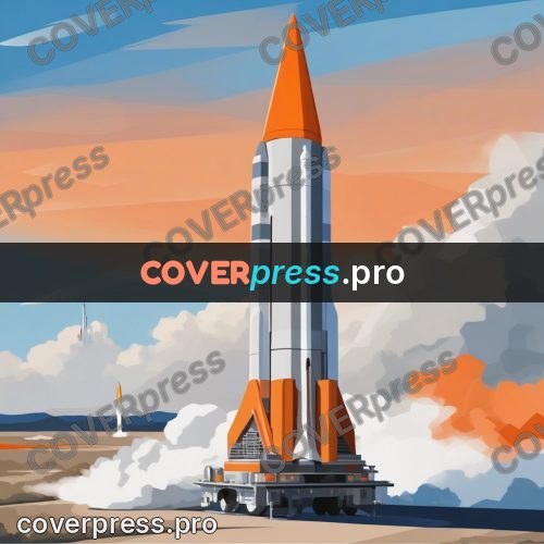 Flat illustration: rocket at the launch pad