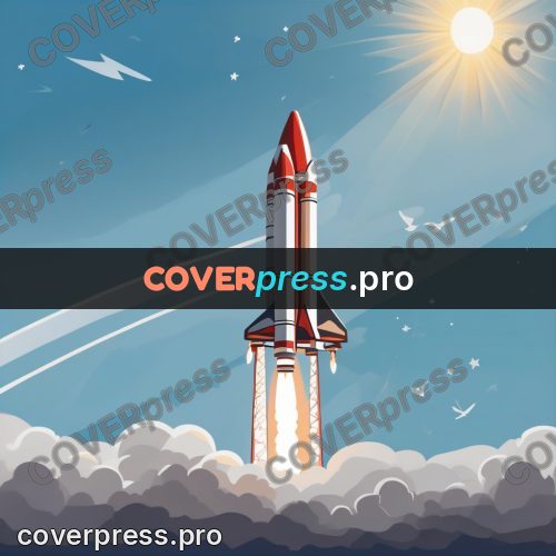Flat illustration: rocket climbing above the clouds