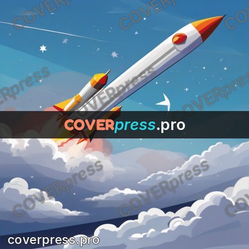 Flat illustration: rocket climbing above the clouds
