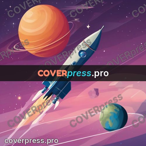 Flat illustration: rocket among the planets