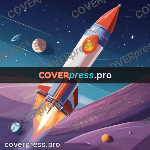 Flat illustration: rocket among the planets
