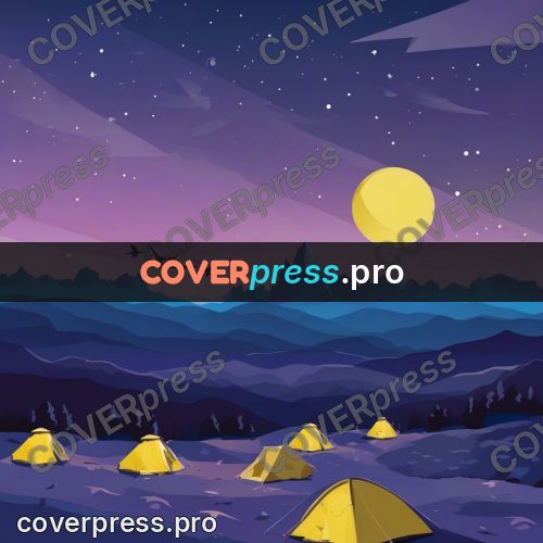 Flat illustration: mountain valley at night