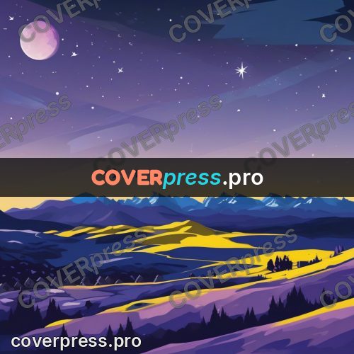 Flat illustration: mountain valley at night