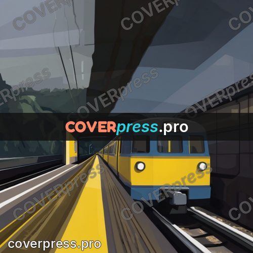 Flat illustration: train at the platform