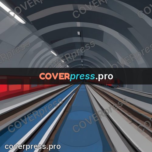 Flat illustration: red train in a tunnel