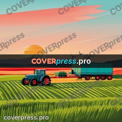 Flat illustration: tractor pulling a trailer
