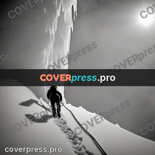 Black and white photo: snow and ice in the mountains