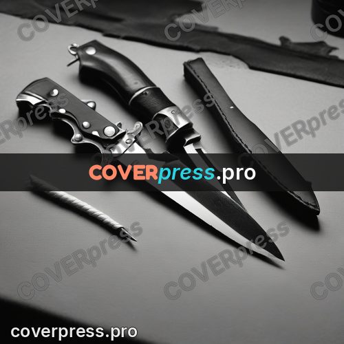 Black and white photo: knife beside its sheath