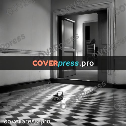Black and white photo: doors in an empty hall