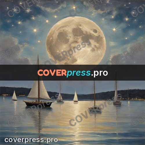 Oil painting illustration: sailing boat on still water