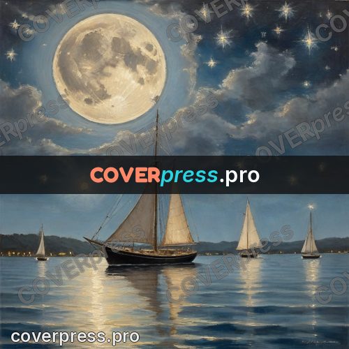 Oil painting illustration: sailing boat on still water